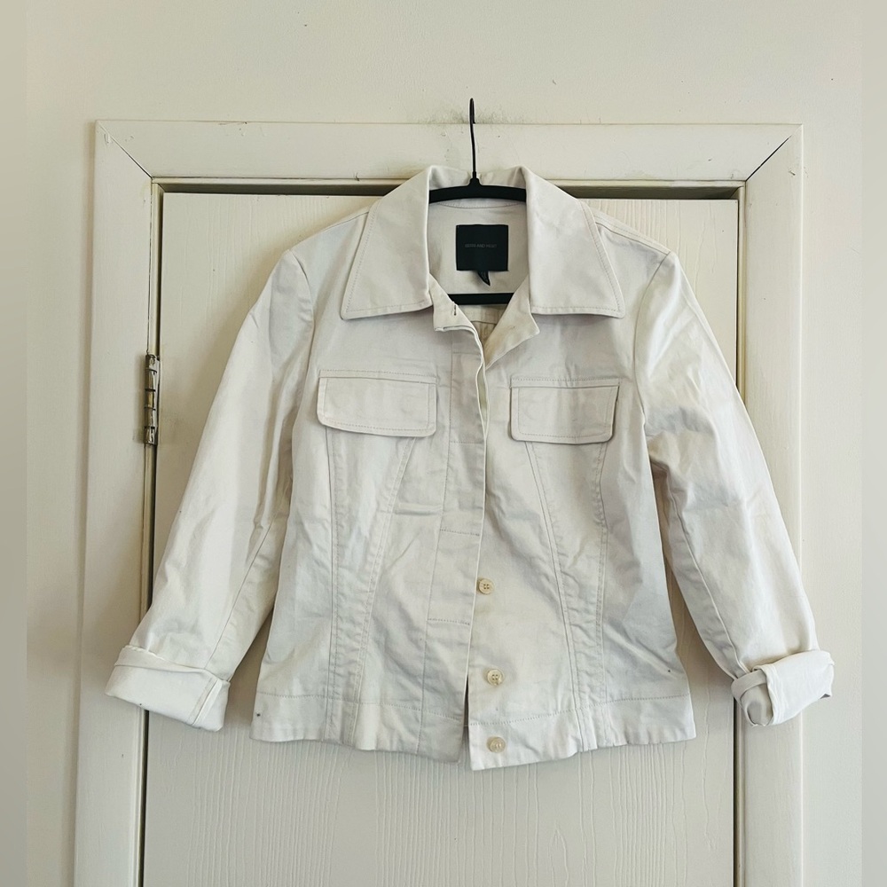 Bern and Mort stretch cotton farmgirl minimalist classic ivory crop jacket S
